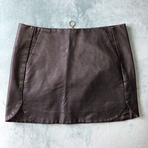 Topshop Leather Mini Zip Skirt